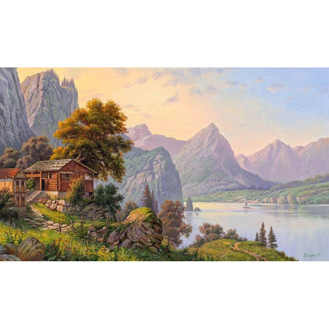 Cozy corner Gold Ornate Wood Framed Art Print with Double Matting by Prishchepa, Igor