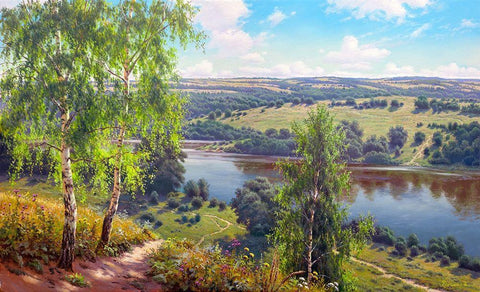 The path White Modern Wood Framed Art Print with Double Matting by Prishchepa, Igor