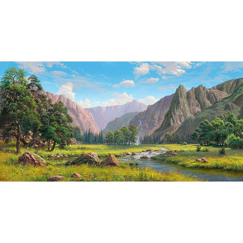 Mountain idyll Gold Ornate Wood Framed Art Print with Double Matting by Prishchepa, Igor