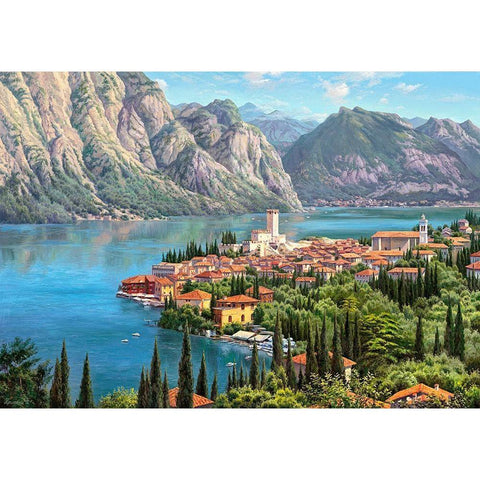 Town by the sea Black Modern Wood Framed Art Print with Double Matting by Prishchepa, Igor