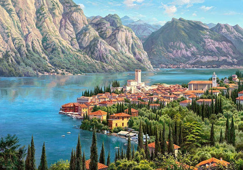 Town by the sea White Modern Wood Framed Art Print with Double Matting by Prishchepa, Igor