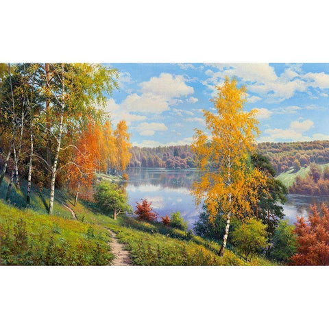 Autumn day White Modern Wood Framed Art Print by Prishchepa, Igor