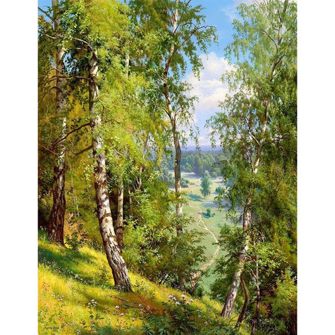 Birch in the forest White Modern Wood Framed Art Print by Prishchepa, Igor