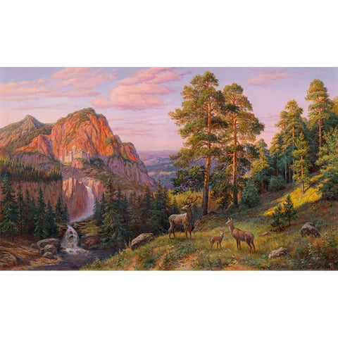 In the meadow Black Modern Wood Framed Art Print with Double Matting by Potapov, Vitaly