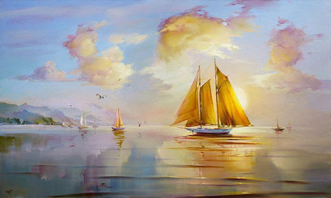 The dawn White Modern Wood Framed Art Print with Double Matting by Romanov, Roman