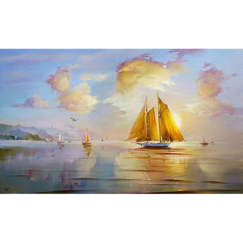 The dawn Black Modern Wood Framed Art Print with Double Matting by Romanov, Roman