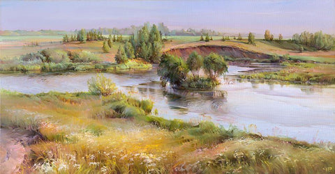 Afternoon White Modern Wood Framed Art Print with Double Matting by Romanov, Roman