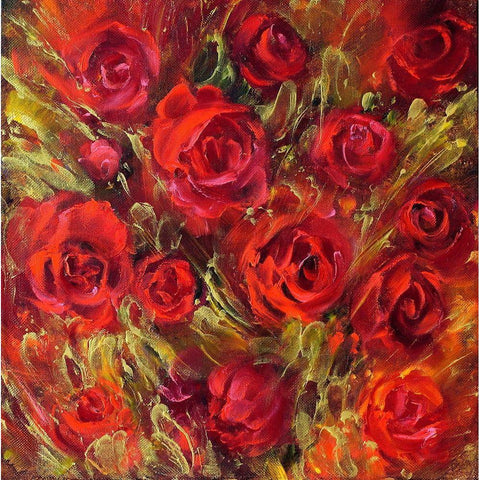 Roses 2 Black Modern Wood Framed Art Print by Romanov, Roman