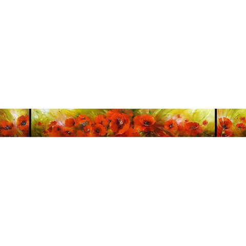 Poppies (Triptych) White Modern Wood Framed Art Print by Romanov, Roman