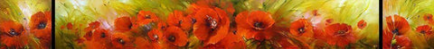 Poppies (Triptych) White Modern Wood Framed Art Print with Double Matting by Romanov, Roman