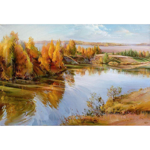 Autumn palette Black Modern Wood Framed Art Print with Double Matting by Romanov, Roman