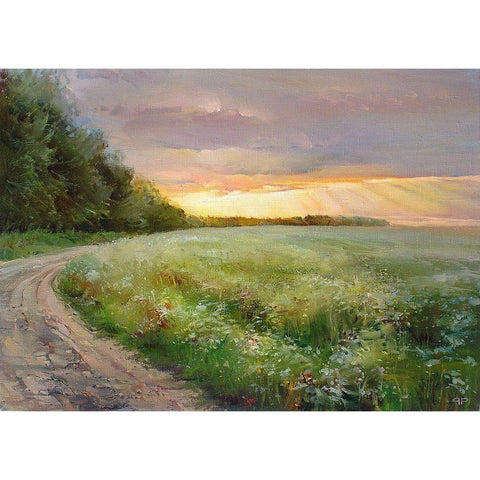 Field White Modern Wood Framed Art Print by Romanov, Roman