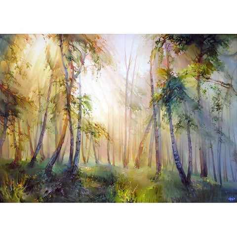 Forest tale Gold Ornate Wood Framed Art Print with Double Matting by Romanov, Roman