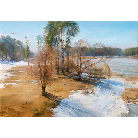 Spring Black Modern Wood Framed Art Print with Double Matting by Romanov, Roman