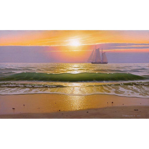 Evening walk Gold Ornate Wood Framed Art Print with Double Matting by Stepanov, Alexander