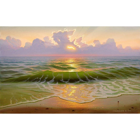 Mysterious sunset Black Modern Wood Framed Art Print with Double Matting by Stepanov, Alexander