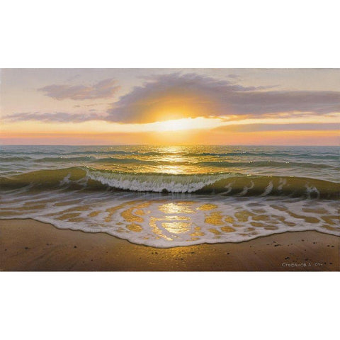 The wave White Modern Wood Framed Art Print by Stepanov, Alexander