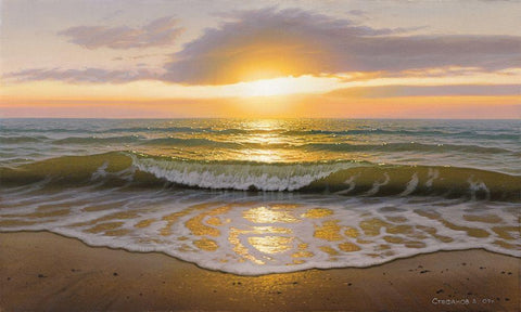 The wave White Modern Wood Framed Art Print with Double Matting by Stepanov, Alexander