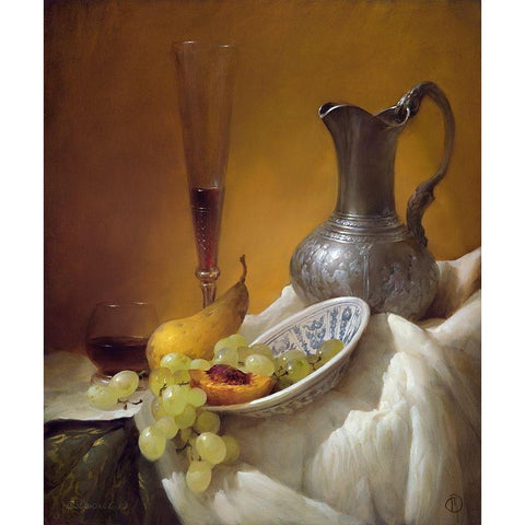 Still-life with a glass White Modern Wood Framed Art Print by Sevryukov, Dmitry