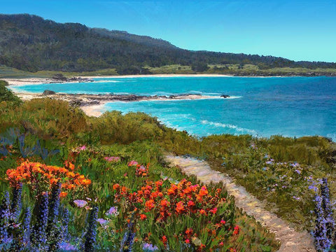 Coastal Inlet I White Modern Wood Framed Art Print with Double Matting by Tienhaara, Michael