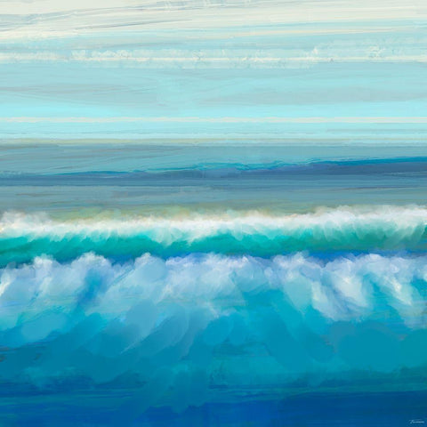Seascape I White Modern Wood Framed Art Print with Double Matting by Tienhaara, Michael