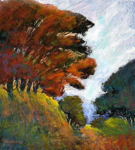 Falls Romance III White Modern Wood Framed Art Print with Double Matting by Tienhaara, Michael