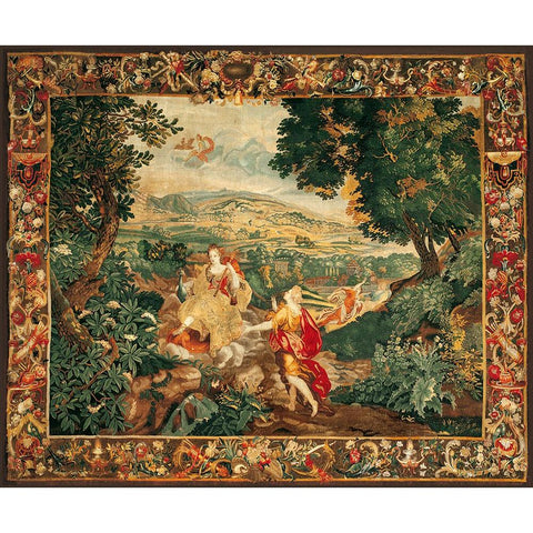 Flemish tapestry White Modern Wood Framed Art Print by Anonymous 17Th C.