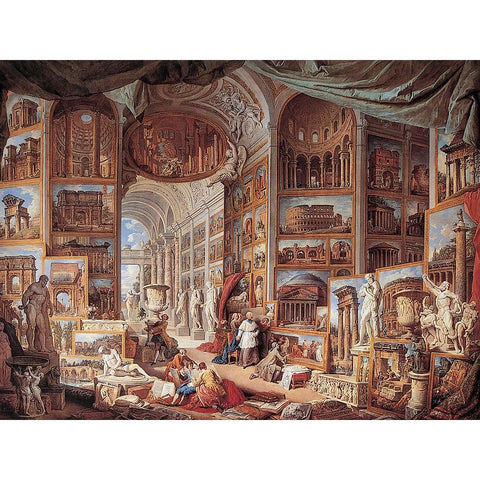 Vedute di Roma antica Gold Ornate Wood Framed Art Print with Double Matting by Panini, Giovanni Paolo