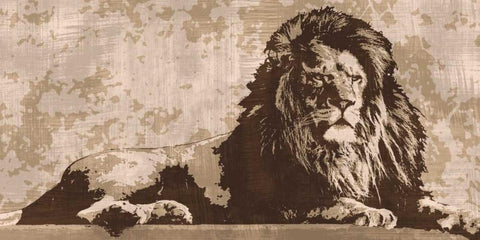 Lion Black Ornate Wood Framed Art Print with Double Matting by Cooper, Andrew