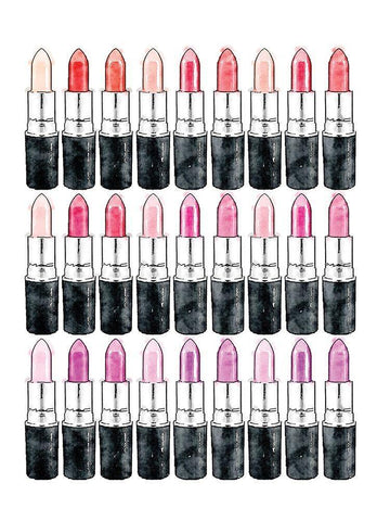 Lipsticks White Modern Wood Framed Art Print with Double Matting by Greenwood, Amanda