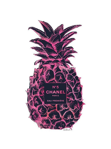 Black Pink Pineapple White Modern Wood Framed Art Print with Double Matting by Greenwood, Amanda