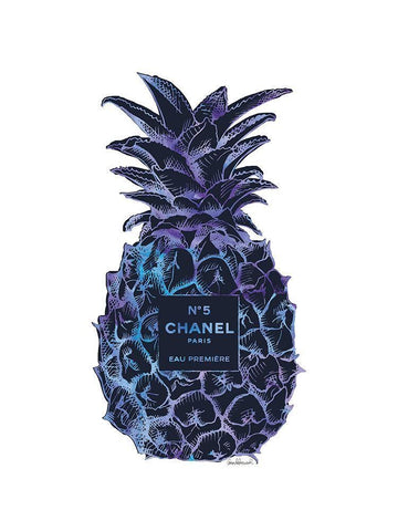 Black Purple Pineapple Black Ornate Wood Framed Art Print with Double Matting by Greenwood, Amanda