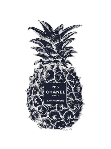 Black Silver Pineapple Black Ornate Wood Framed Art Print with Double Matting by Greenwood, Amanda