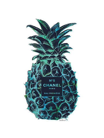 Black Tropical Pineapple Black Ornate Wood Framed Art Print with Double Matting by Greenwood, Amanda