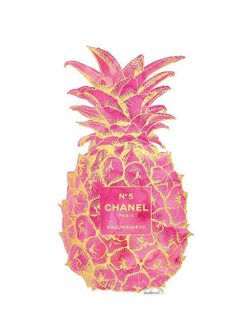 Pink Gold Pineapple White Modern Wood Framed Art Print with Double Matting by Greenwood, Amanda