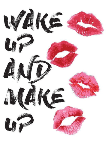 Wakeup Makeup Lipstick Kisses White Modern Wood Framed Art Print with Double Matting by Greenwood, Amanda