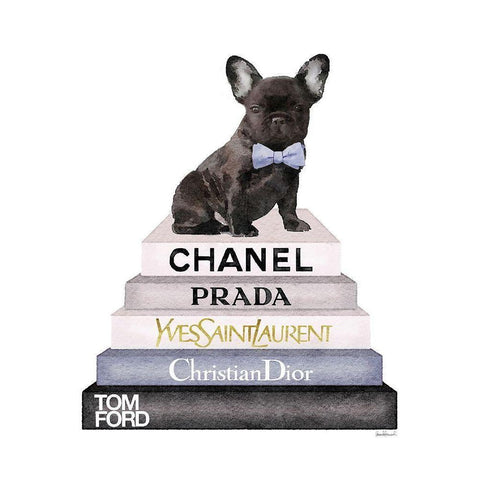 Bookstack Grey Frenchie Black Modern Wood Framed Art Print with Double Matting by Greenwood, Amanda