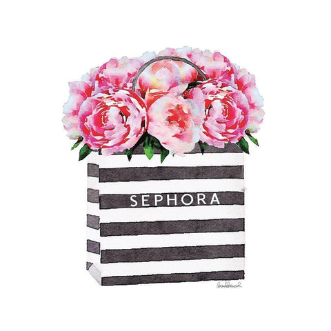 Bag with Pink Peony White Modern Wood Framed Art Print by Greenwood, Amanda