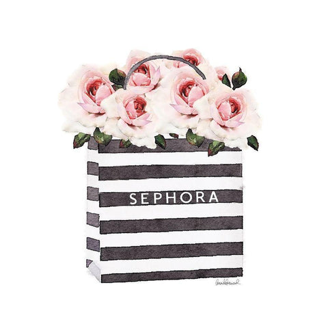 Bag with Pink Rose White Modern Wood Framed Art Print by Greenwood, Amanda