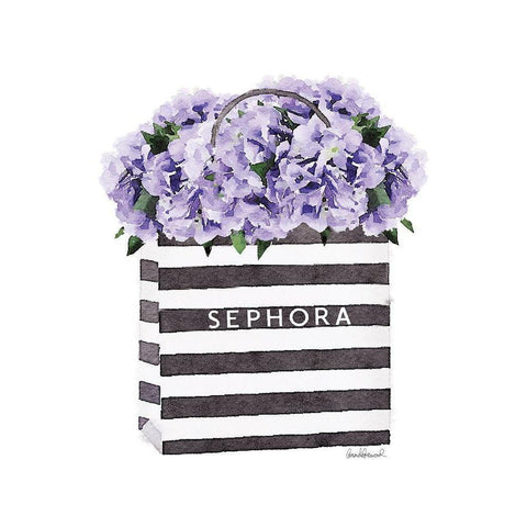 Bag with Purple Hydrangea White Modern Wood Framed Art Print by Greenwood, Amanda