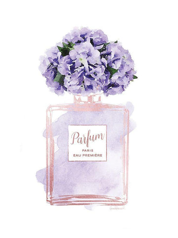 Parfume Violet with Hydrangea White Modern Wood Framed Art Print with Double Matting by Greenwood, Amanda