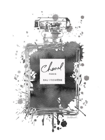 Silver Inky Perfume in Grey White Modern Wood Framed Art Print with Double Matting by Greenwood, Amanda