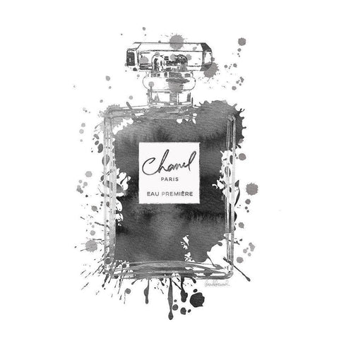 Silver Inky Perfume in Grey Black Modern Wood Framed Art Print by Greenwood, Amanda