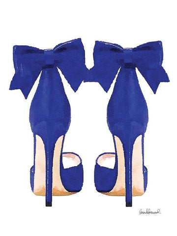 Navy Bow Shoes White Modern Wood Framed Art Print with Double Matting by Greenwood, Amanda