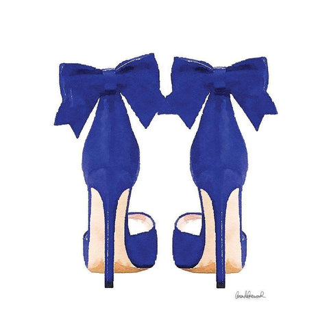 Navy Bow Shoes White Modern Wood Framed Art Print by Greenwood, Amanda