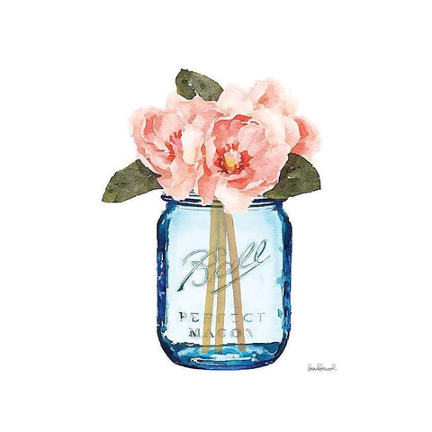 Blue Jar Magnolia Black Modern Wood Framed Art Print by Greenwood, Amanda