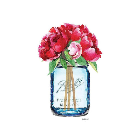 Blue Jar Peony White Modern Wood Framed Art Print by Greenwood, Amanda