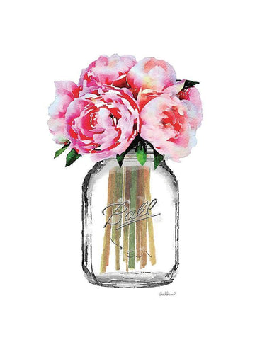 Jar Peony White Modern Wood Framed Art Print with Double Matting by Greenwood, Amanda