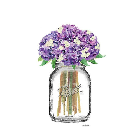 Jar Double Hydrangea Gold Ornate Wood Framed Art Print with Double Matting by Greenwood, Amanda