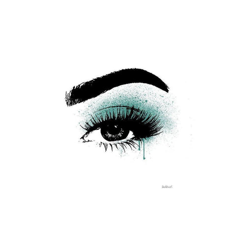 Eye Teal Black Modern Wood Framed Art Print by Greenwood, Amanda